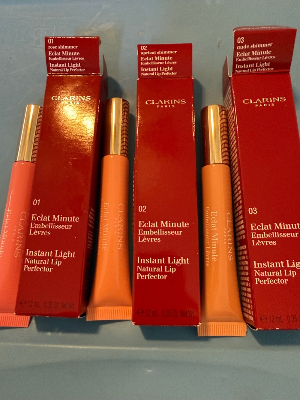Clarins Instant Light Natural Lip Perfector — Pink & Apricot & Nude Shimmer